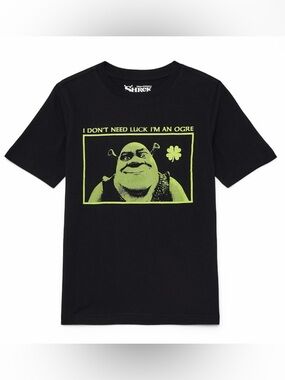 NWT - Black Shrek Graphic Tee - 'I Don't Need Luck I'm An Ogre'